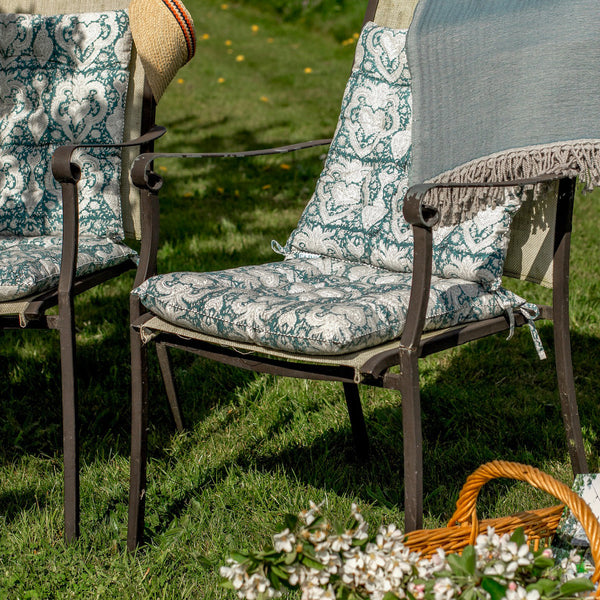BAROQUE SLATE Blockprint Seat Pad