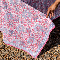 DAHLIA French Blue Blockprint Tablecloth