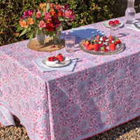 DAHLIA French Blue Blockprint Tablecloth