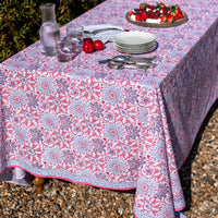DAHLIA French Blue Blockprint Tablecloth