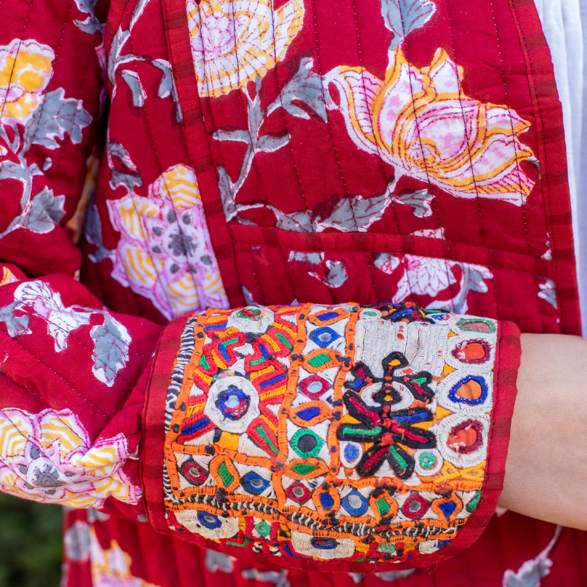 RUKMINI Patchwork Short Quilted Cotton Jacket