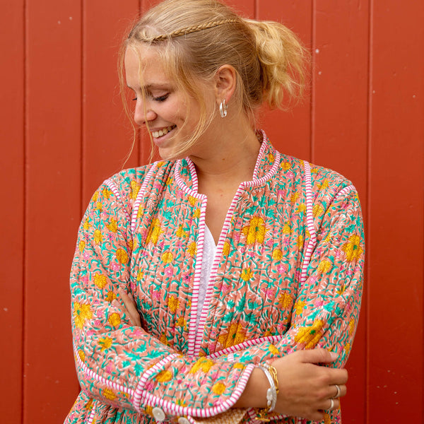 quilted jackets, Faro quilted jackets, cotton quilted waist coats, Block Printed Boho Style clothing, Quilted Handmade Jackets