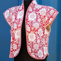 blockprint jackets, quilted jackets, quilted gilets, block print gilets, block print waistcoats, cotton waistcoats