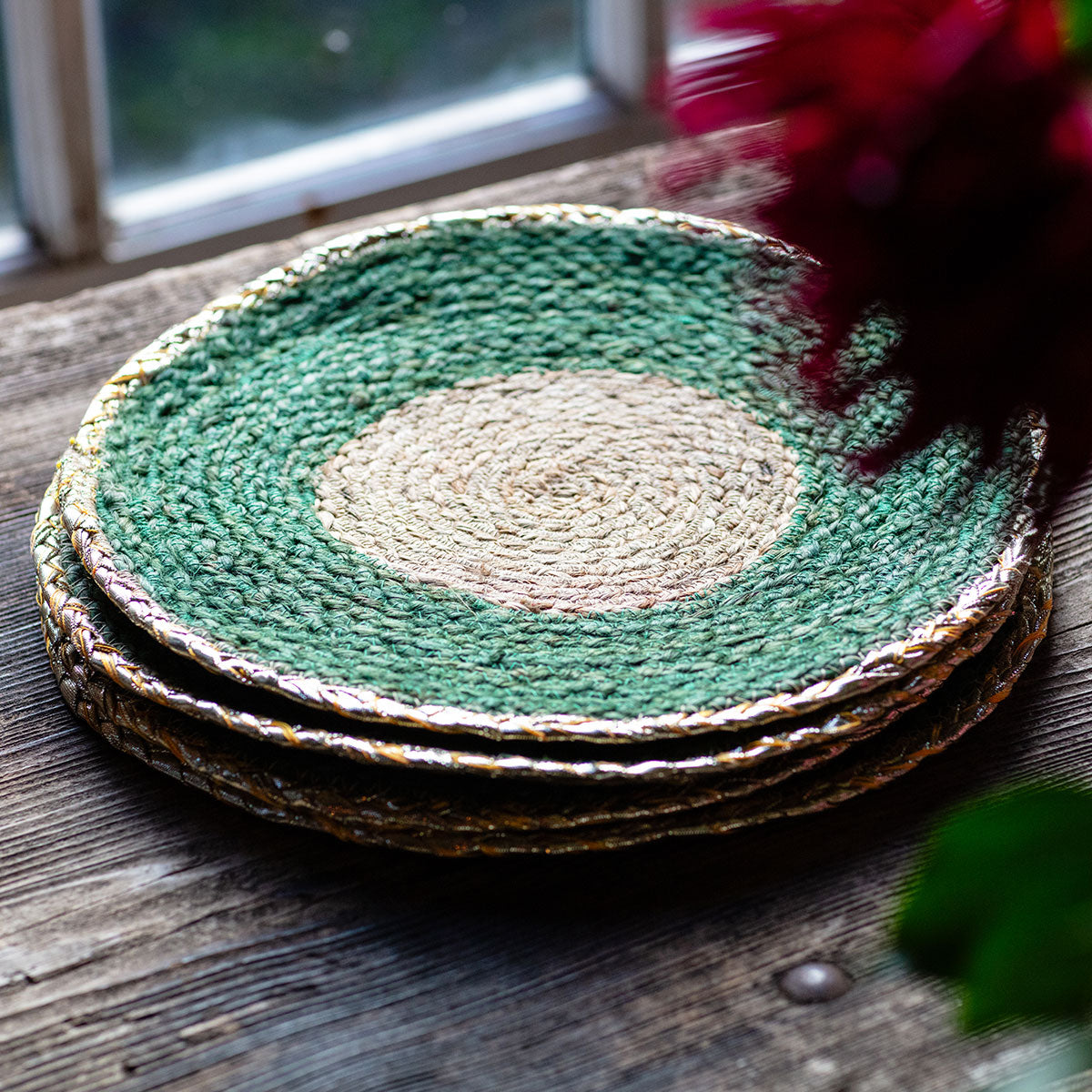 CABANA Forest Green Jute Placemats SET OF 4