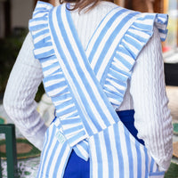 NEELI Stripe Cross Back Blockprint Apron