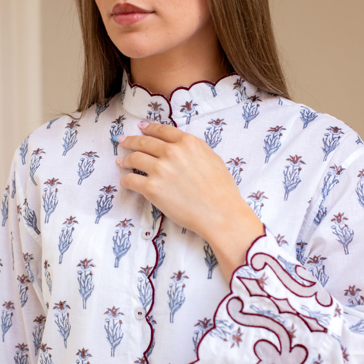 AMARIS Embroidered Long Cotton Pyjamas