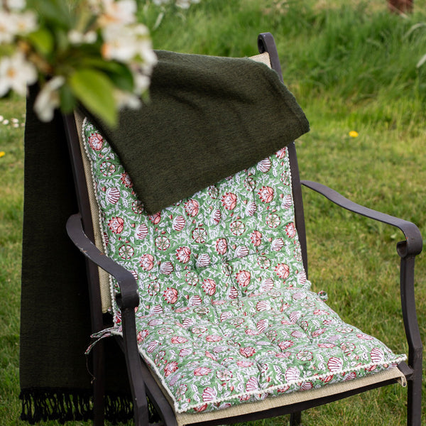 Block print Cotton seat pads, hand block print seat cushions, Indian block print chair pads, handmade cotton seat cushions