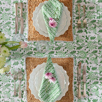 SUZANI Eden Green Blockprint Tablecloth