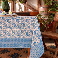 SUZANI Lapis Blue Blockprint Tablecloth