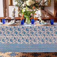SUZANI Lapis Blockprint Tablecloth