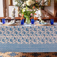 SUZANI Lapis Blue Blockprint Tablecloth