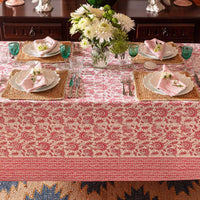 SUZANI Rose Pink Blockprint Tablecloth