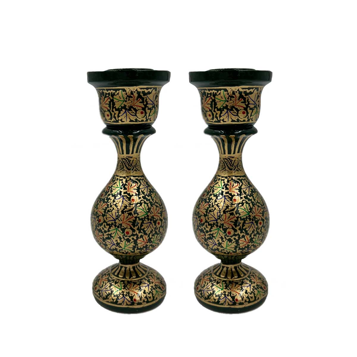 NUR Forest Green & Gold Candle Holder (Pair)