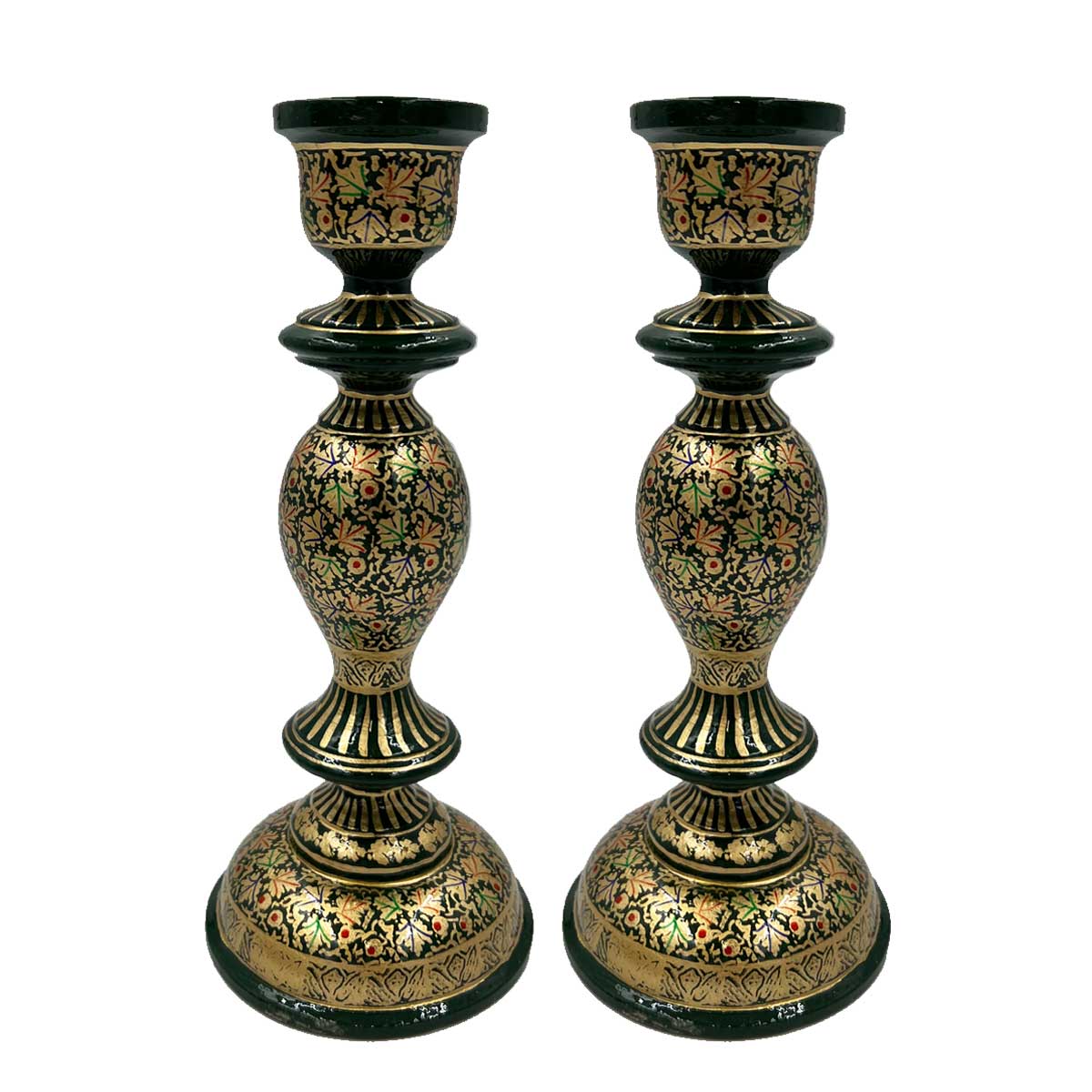 NUR Forest Green & Gold Candle Holder (Pair)