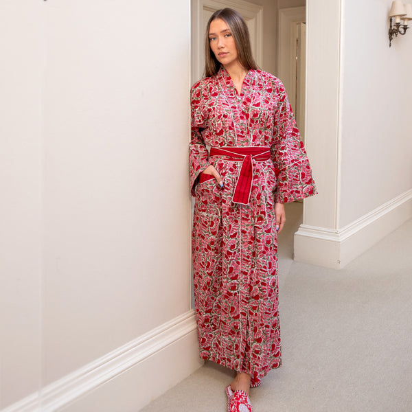 ELIZA Blockprint Long Dressing Gown