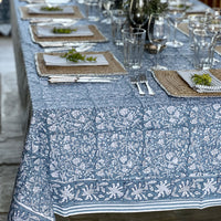 FLORENCE French Blue Blockprint Tablecloth