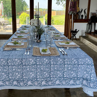 FLORENCE French Blue Blockprint Tablecloth