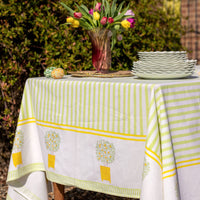 CITRUS STRIPE Blockprint Tablecloth