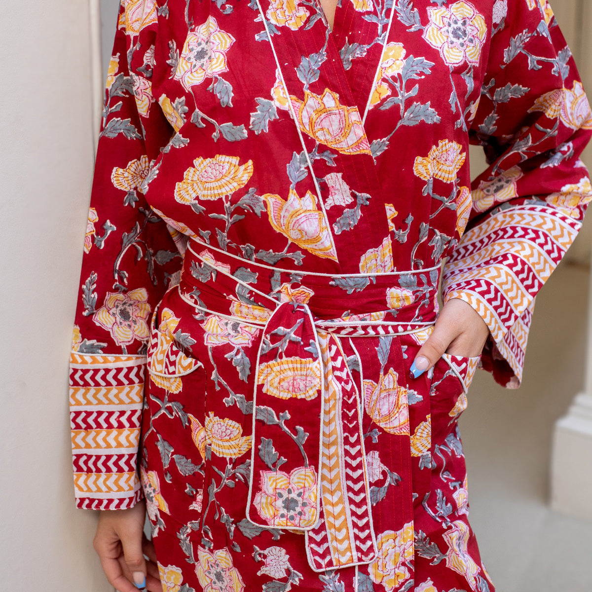 RUKMINI Blockprint Long Dressing Gown