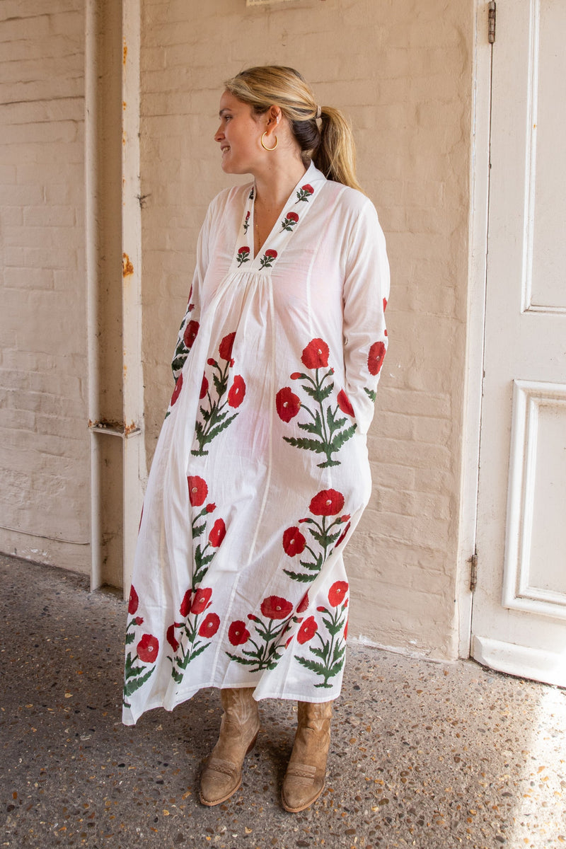 URSULA Blockprint Cotton Long Dress – FARO URSULA Blockprint Cotton Long Dress – FARO
