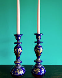 ARUZ Lapis & Gold Candle Holder (Pair)