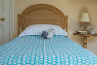 TURQUOISE Little Ele Kantha Quilt