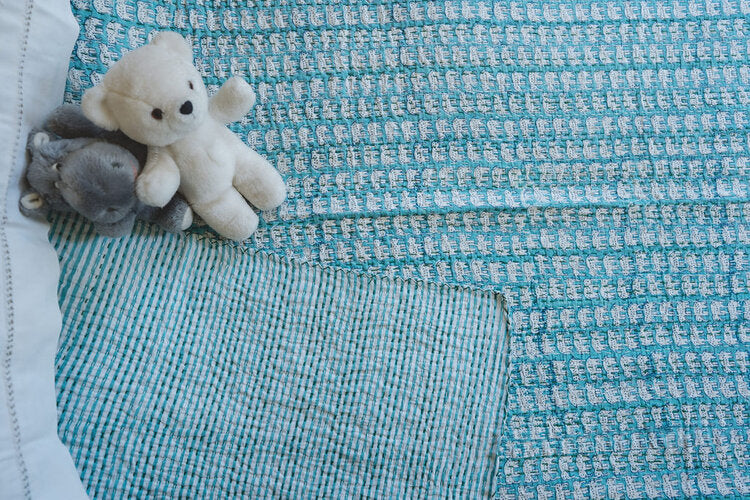 TURQUOISE Little Ele Kantha Quilt