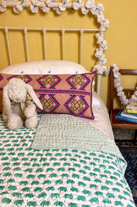 TEAL ELE Blockprint Reversible Baby Quilt