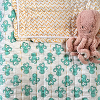 OCTO Turquoise Blockprint Reversible Junior Quilt