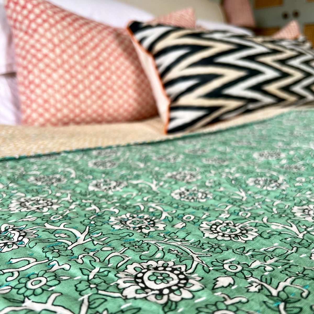 RIO Reversible Kantha Bed Quilt