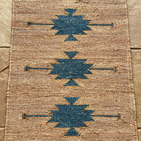 TANTRA Lapis Gold Handmade Hemp Jute Floor Runner