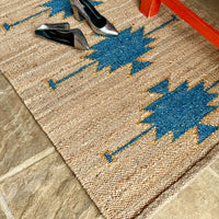 TANTRA Lapis Gold Handmade Hemp Jute Floor Runner