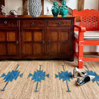 TANTRA Lapis Gold Handmade Hemp Jute Floor Runner