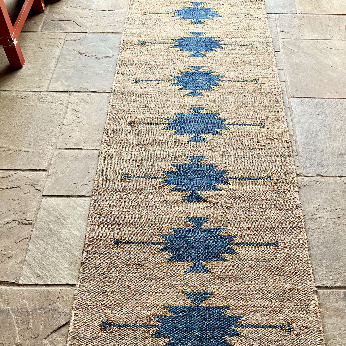 TANTRA Lapis Gold Handmade Hemp Jute Floor Runner