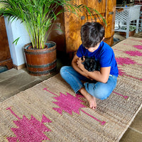 TANTRA Fuchsia Gold Handmade Hemp Jute Floor Runner