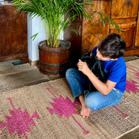 TANTRA Fuchsia Gold Handmade Hemp Jute Floor Runner