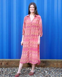 Silk dress, shirt dress, resort wear, loungewear, silk long shirt, silk shirt, printed tunic, tunic dress