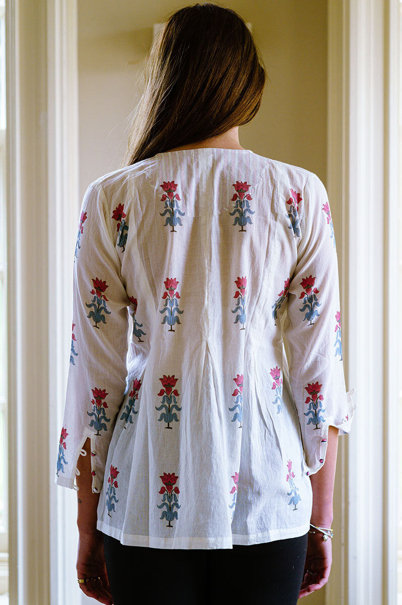 NARGIS Carmine Blockprint Top