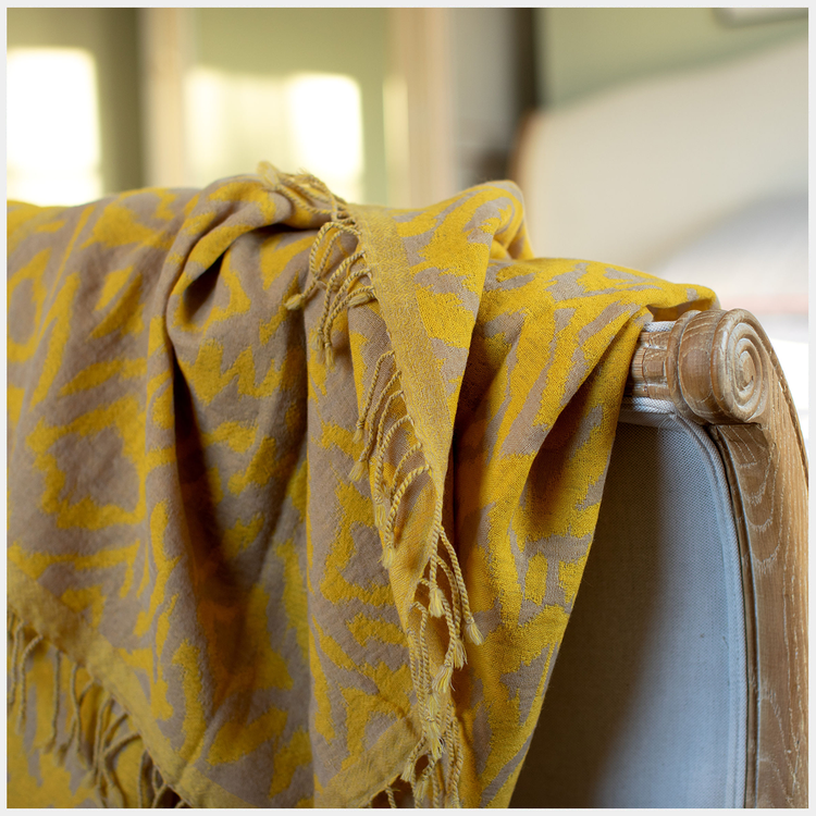 OCHRE Ikat Wool Throw