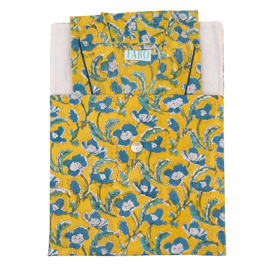 CORA Short Blockprint Dressing Gown