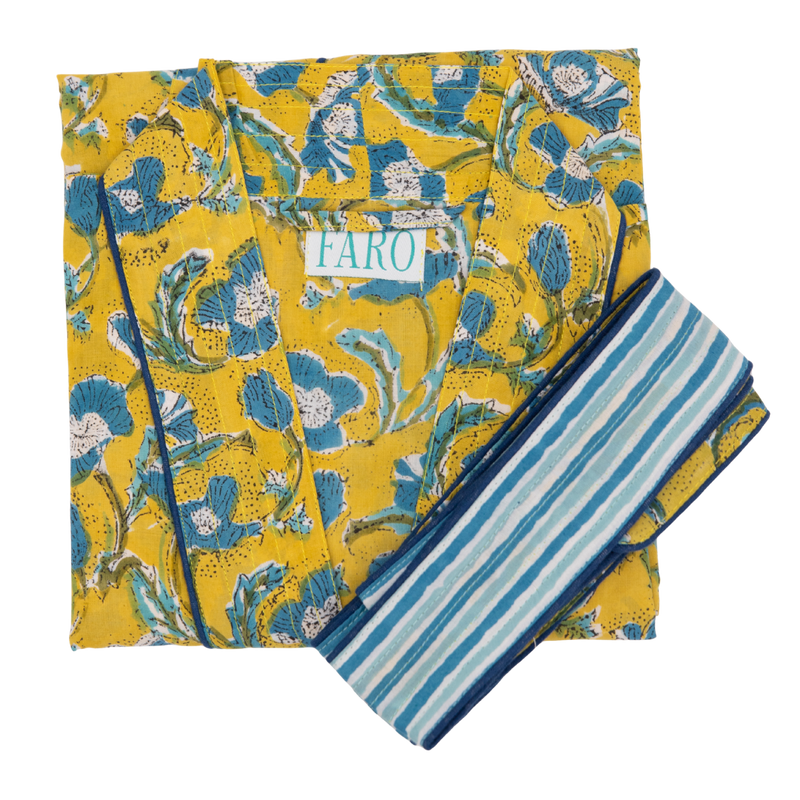 CORA Short Blockprint Dressing Gown