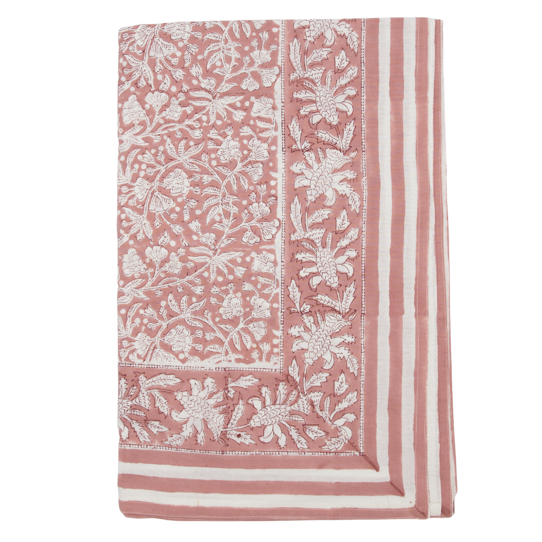 FLORENCE Rose Blockprint Tablecloth