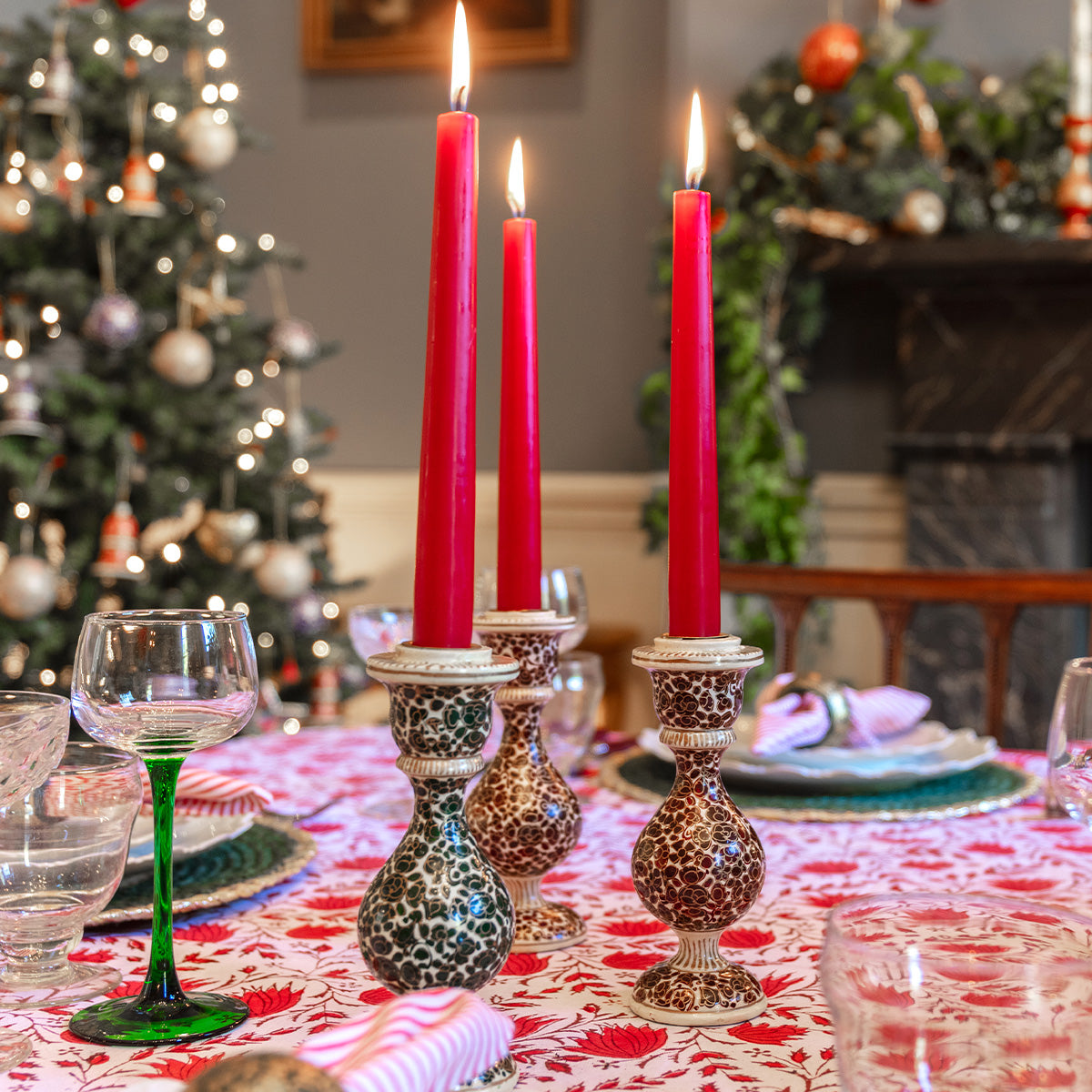 Candle Holders, papier mache, kashmir artefacts, kashmir decor, candle holders, candlesticks, christmas candle sticks