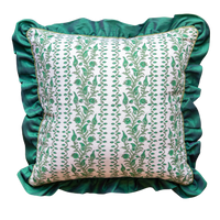 LIANA Green Blockprint Square Cushion