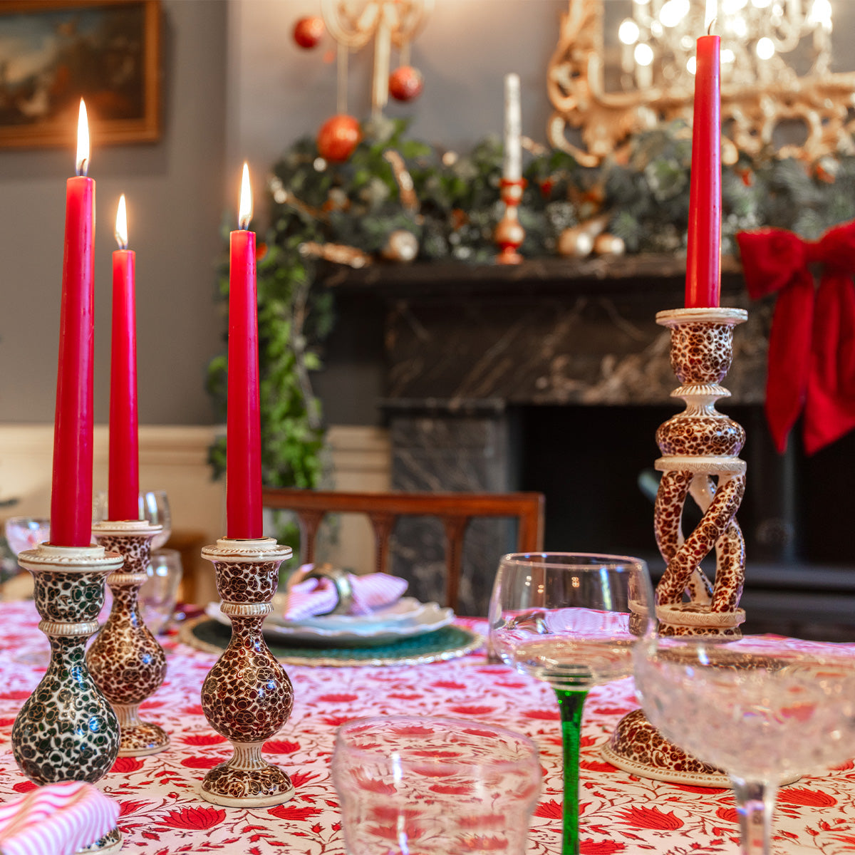 MEHR Burgundy & Gold Candle Holder (Pair)