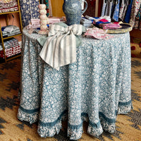 FLORENCE French Blue Blockprint Tablecloth