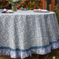FLORENCE French Blue Blockprint Tablecloth