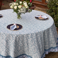 FLORENCE French Blue Blockprint Tablecloth