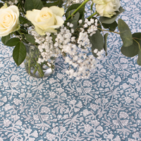 FLORENCE French Blue Blockprint Tablecloth