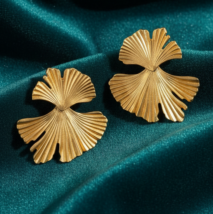 ORA Ginkgo Gold Earrings